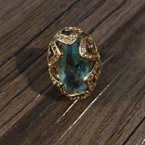 Turquoise gemstone w/Swarovski crystal ring